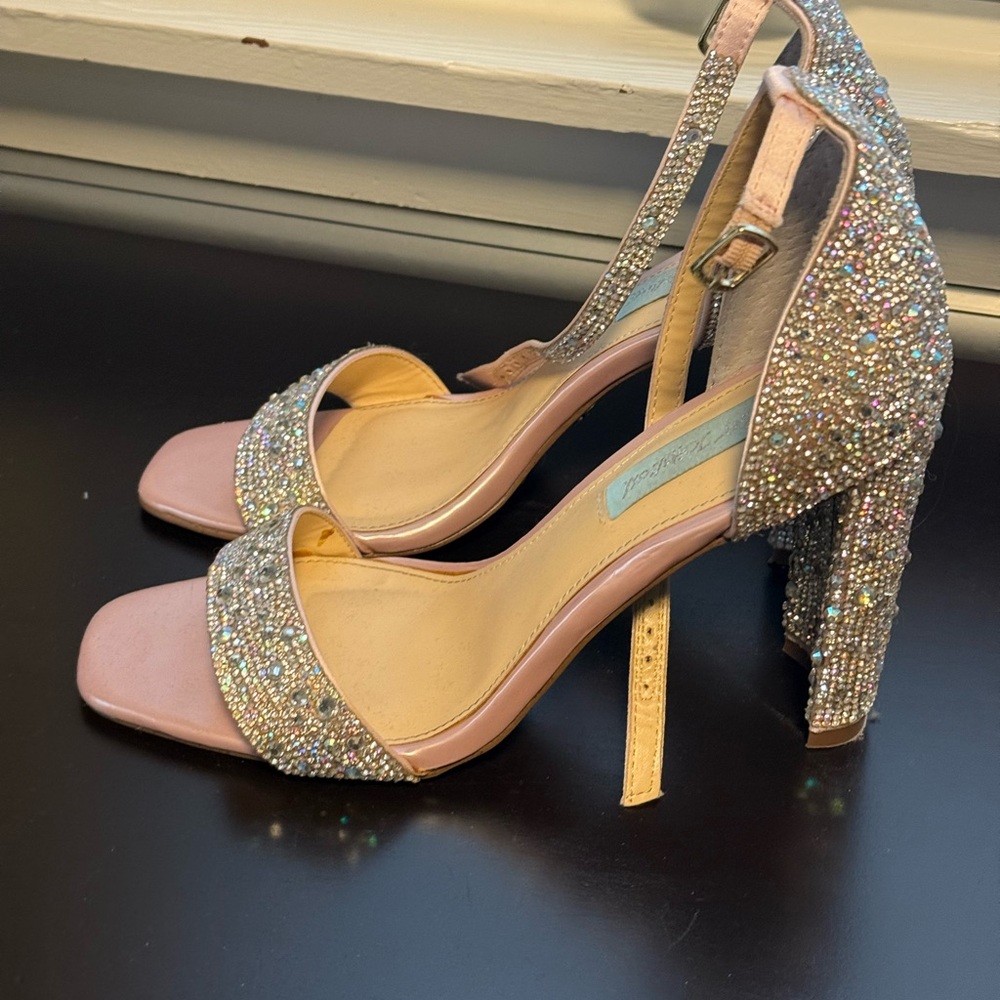 Betsey Johnson Pink and Silver Glitter Heels